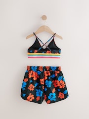Black Tropical Bikini and Beach Shorts Set (8-16yrs) - Image 11 of 13