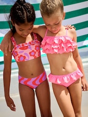 Purple/Red Floral Print Square Neck Bikini (3-16yrs) - Image 2 of 4