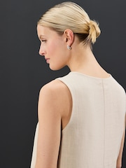 Cream Button Down Sleeveless Waistcoat With Linen - Image 4 of 4