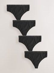Black Scallop Logo High Waisted Thong Logo Knickers 4 Pack - Image 1 of 7