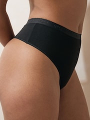Black Scallop Logo High Waisted Thong Logo Knickers 4 Pack - Image 3 of 7