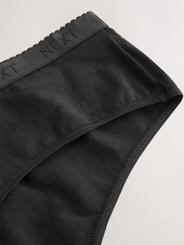 Black Scallop Logo High Waisted Thong Logo Knickers 4 Pack - Image 7 of 7