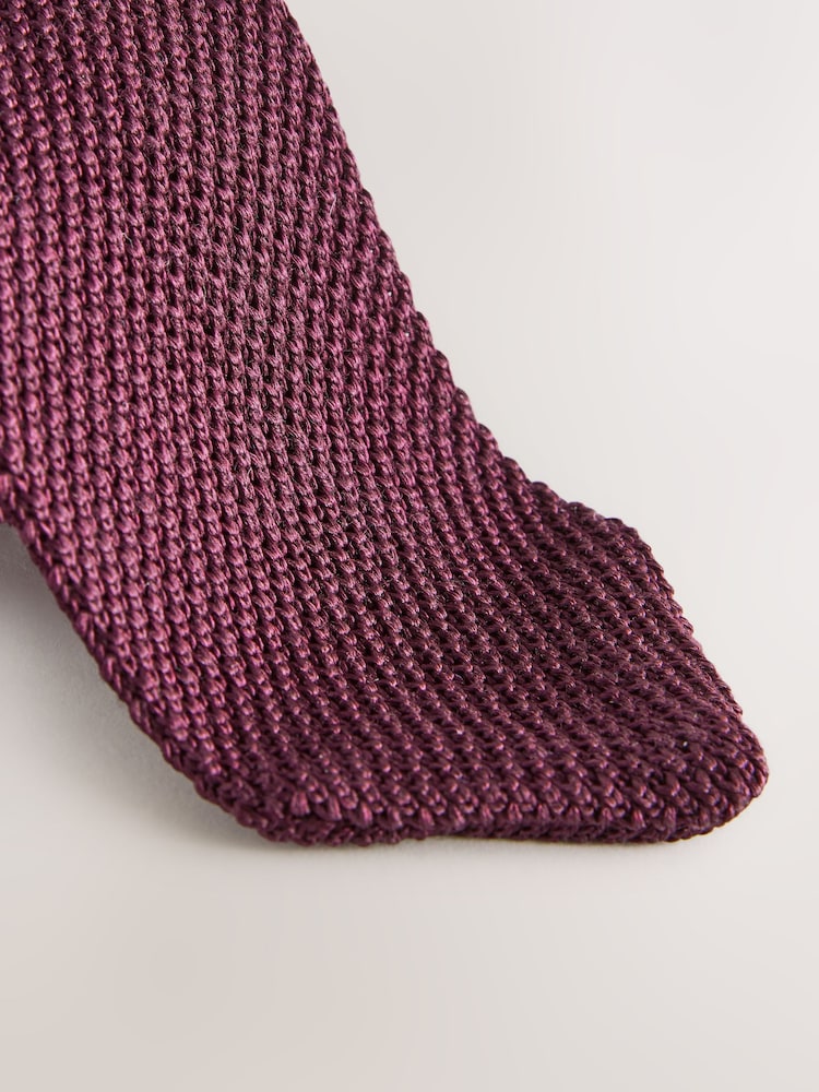 Red Knitted Silk Tie With Point - Image 3 of 3