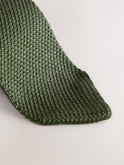 Green Knitted Silk Tie With Point - Image 2 of 3
