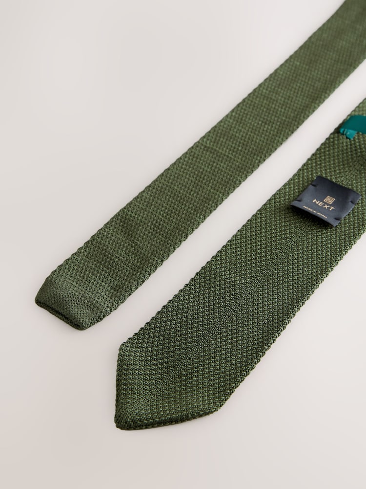 Green Knitted Silk Tie With Point - Image 3 of 3