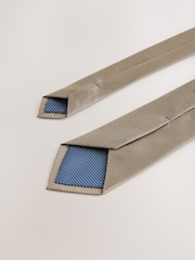 Neutral Brown Slim Textured Tie - Image 3 of 3