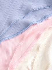 Blue/Pink/Cream High Rise High Leg Pointelle Knickers 3 Pack - Image 11 of 12
