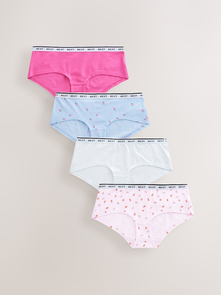Fruit Print Short Logo Knickers 4 Pack - Image 1 of 6