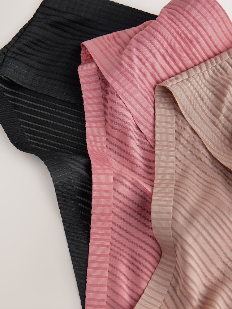 Black / Rose Pink / Praline Nude Brazilian No VPL Stripe Knickers 3 Pack - Image 11 of 11