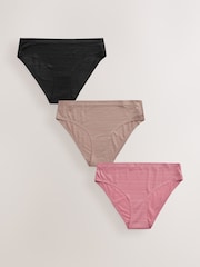 Black / Rose Pink / Praline Nude Brazilian No VPL Stripe Knickers 3 Pack - Image 6 of 11