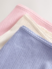 Blue/Pink/Cream Boyshort Pointelle Knickers 3 Pack - Image 10 of 10