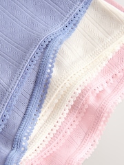 Blue/Pink/Cream Boyshort Pointelle Knickers 3 Pack - Image 9 of 10