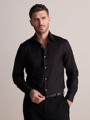 Schwarz - Reguläre Passform - Signature 100% Cotton with Textured Smart Shirt - Bild 1 von 7