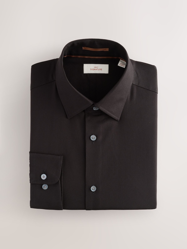 Noir - Ajustement régulier - Signature 100% Cotton with Textured Smart Shirt - Image 5 of 7