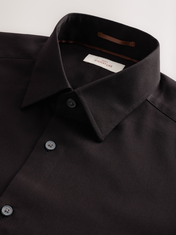 Black Regular Fit Signature Premium 100% Cotton Textured Smart Shirt - Image 6 of 7