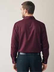 Burgundy Red Regular Fit Signature 100% Cotton with Textured Smart Shirt - Image 3 of 4