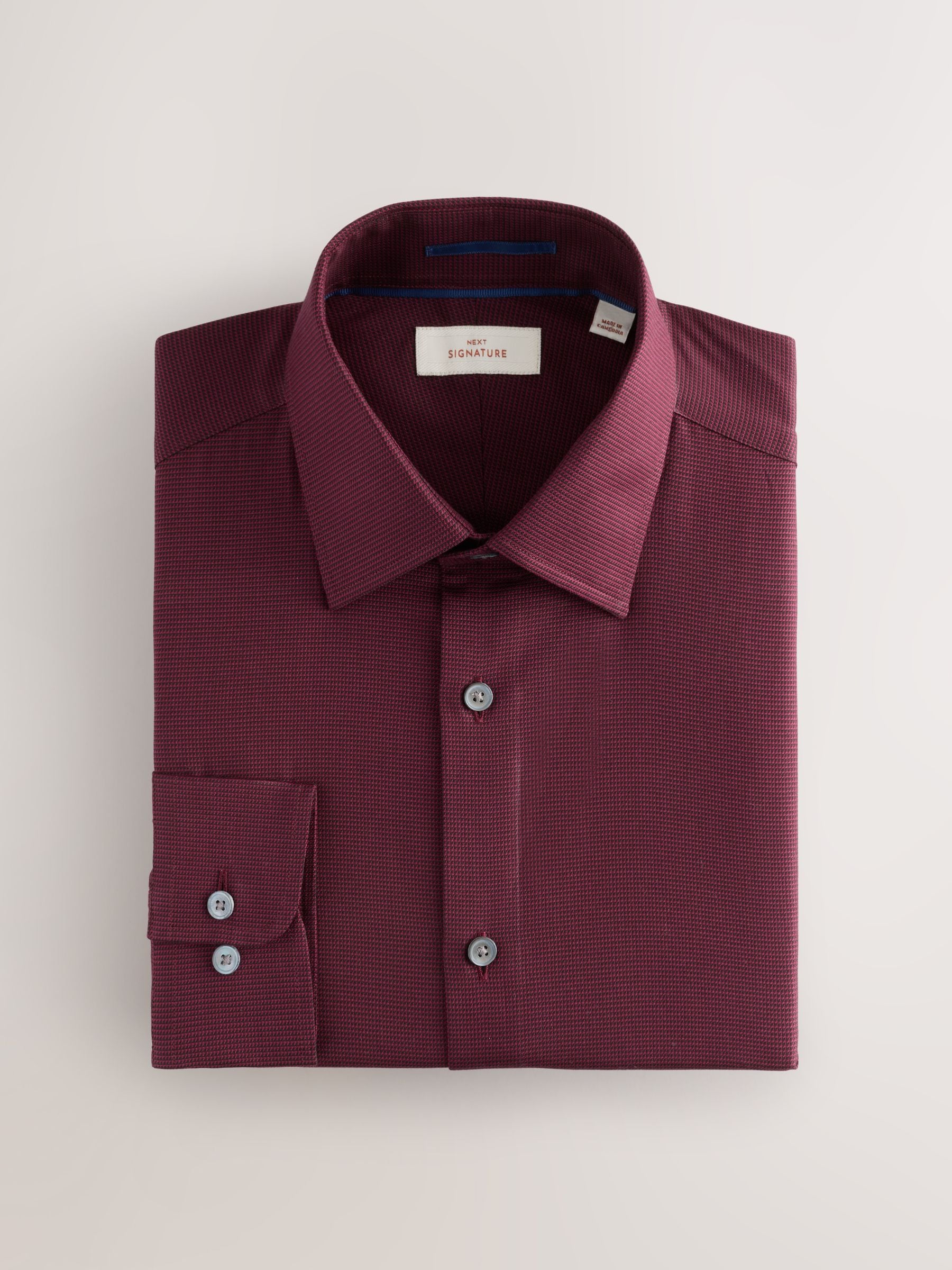 Buy Burgundy Red Regular Fit Signature 100% Cotton with Textured