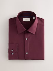 Burgundy Red Regular Fit Signature 100% Cotton with Textured Smart Shirt - Image 6 of 8