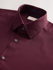 Burgundy Red Regular Fit Signature 100% Cotton with Textured Smart Shirt - Image 7 of 8