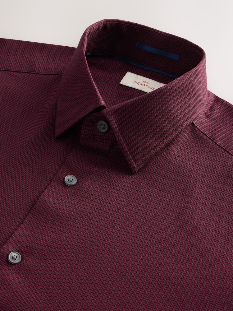 Buy Burgundy Red Regular Fit Signature 100% Cotton with Textured Smart Shirt  from Next Ireland