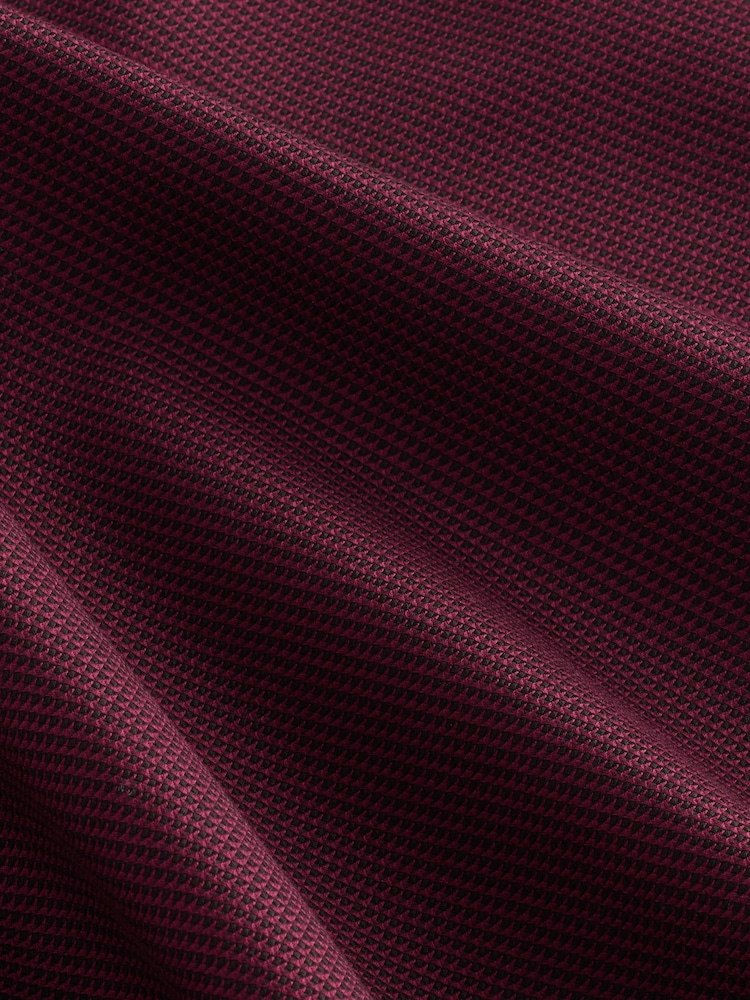 Burgundy Red Regular Fit Signature 100% Cotton with Textured Smart Shirt - Image 8 of 8