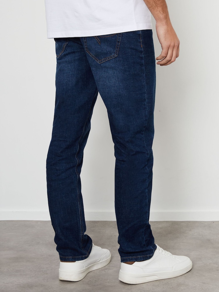 Threadbare Blue Straight Fit Premium Jeans With Stretch - Image 2 of 4