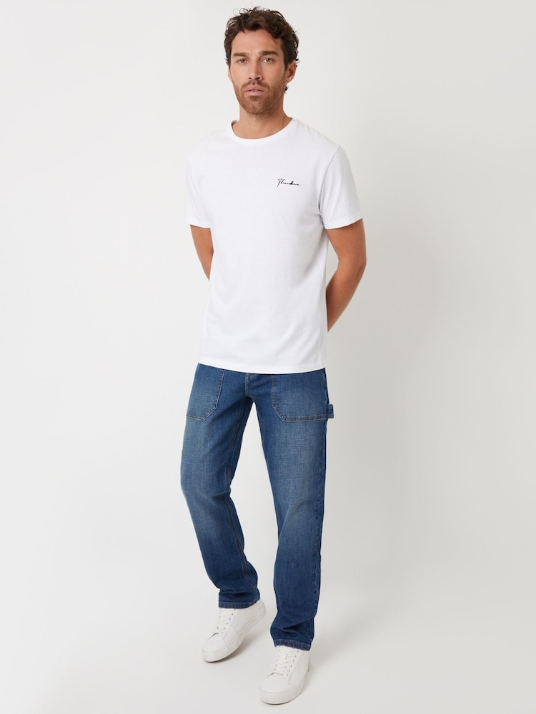 Threadbare Blue Mid Wash Stretch Straight Leg Carpenter Jeans With Stretch - Image 3 of 4
