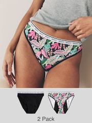 Bright Pink Print High Leg Heavy Flow Period Knickers 2 Pack - Image 1 of 10