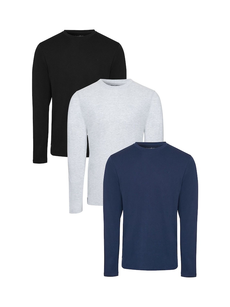 Threadbare Black Assorted Long Sleeve 100% Cotton T-Shirts 3 Pack - Image 1 of 4