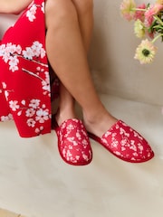 Bath & Body Works Red Japanese Cherry Blossom Mule Slippers - Image 2 of 8