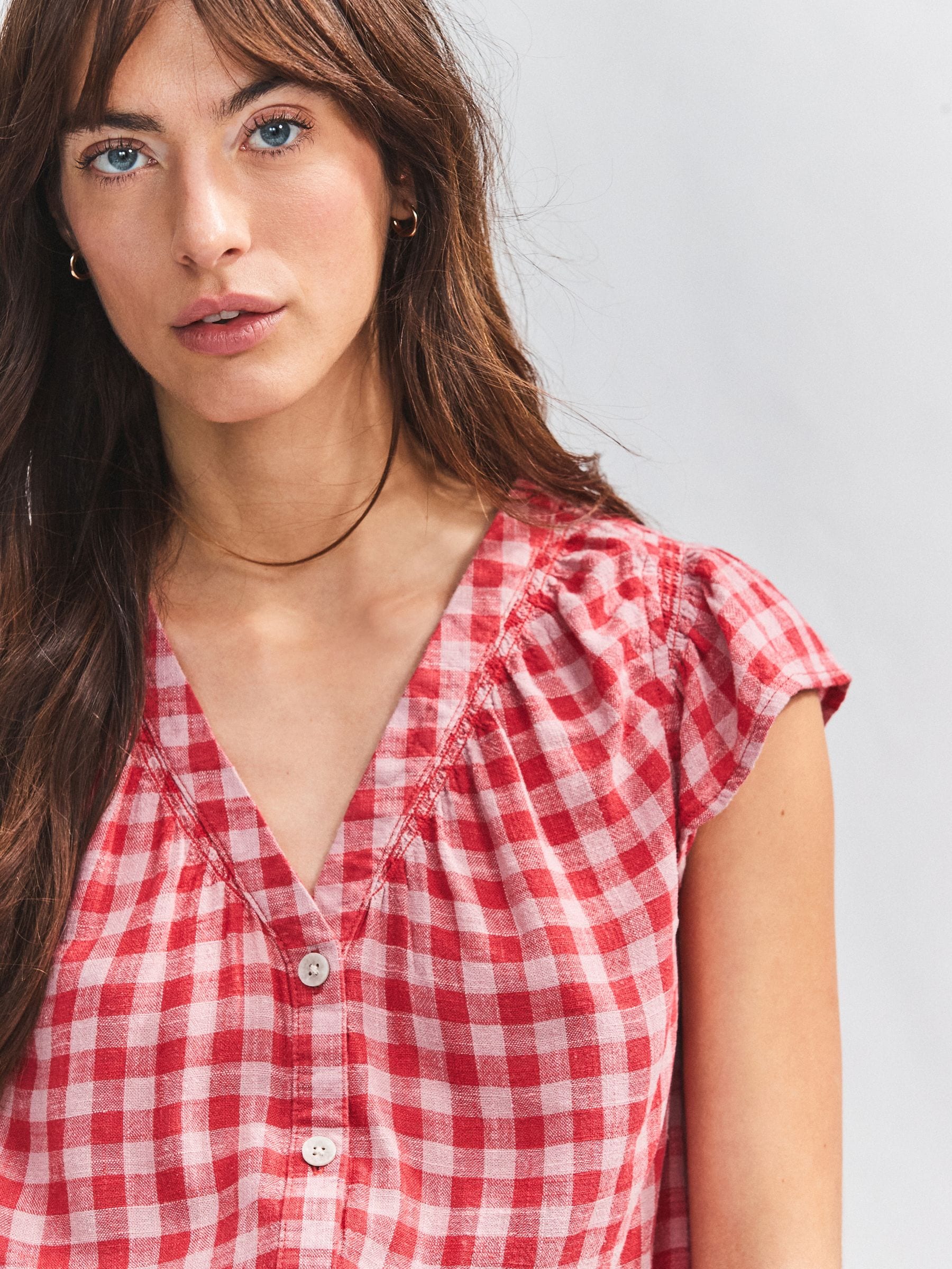gingham ruffle sleeve top