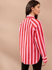 Red/Pink Stripe Girlfriend Oversized Long Sleeve Shirt - Image 4 of 8
