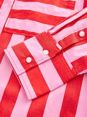 Red/Pink Stripe Girlfriend Oversized Long Sleeve Shirt - Image 8 of 8