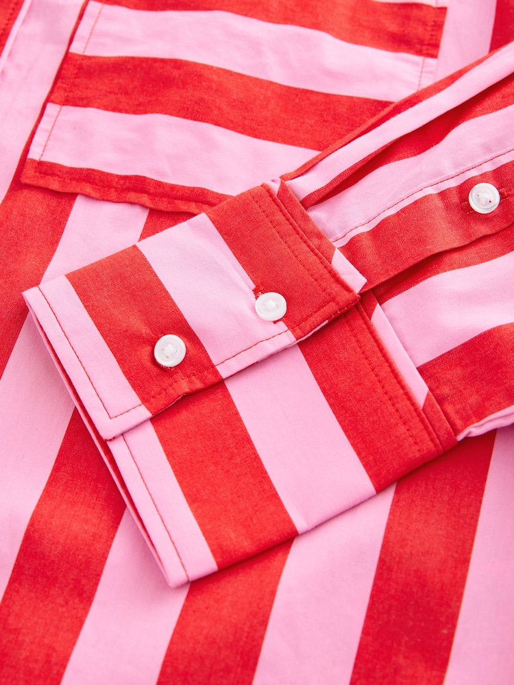 Red/Pink Stripe Girlfriend Oversized Long Sleeve Shirt - Image 8 of 8