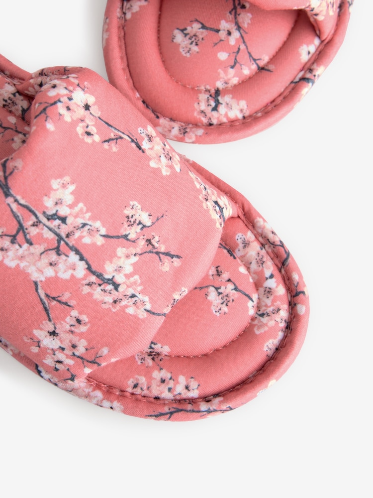 Bath & Body Works Pink Japanese Cherry Blossom Open Toe Scalloped Slippers - Image 8 of 8