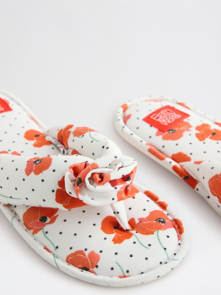 Bath & Body Works Red/White Poppy Corsage Slippers - Image 7 of 7
