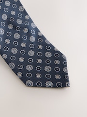 Dark Navy Printed Silk Tie - Image 2 of 3