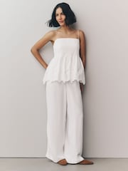 White Pintuck Embroidered Square Neck Cami - Image 2 of 7