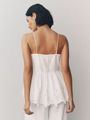 White Pintuck Embroidered Square Neck Cami - Image 4 of 7
