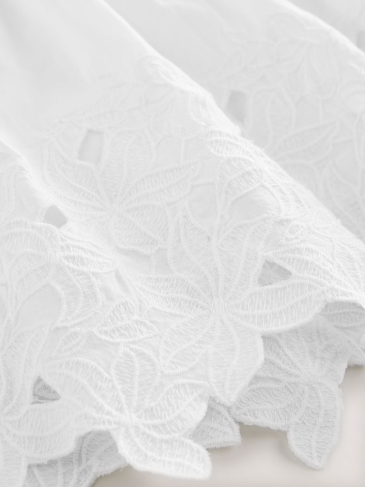 White Pintuck Embroidered Square Neck Cami - Image 7 of 7