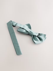 Sage Green Silk Bow Tie With Pocket Square - Image 4 of 8