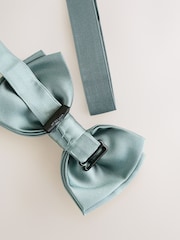 Sage Green Silk Bow Tie With Pocket Square - Image 6 of 8