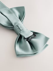 Sage Green Silk Bow Tie With Pocket Square - Image 7 of 8