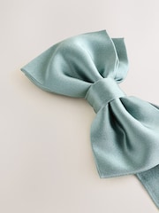 Sage Green Silk Bow Tie With Pocket Square - Image 8 of 8