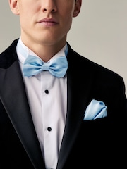 Blue Silk Bow Tie With Pocket Square - Image 1 of 4