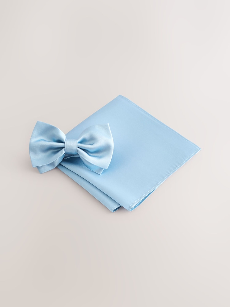 Blue Silk Bow Tie With Pocket Square - Image 2 of 4