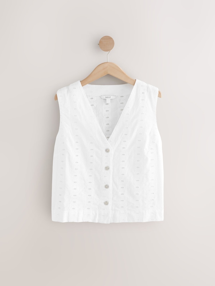 White Broderie Waistcoat - Image 5 of 7