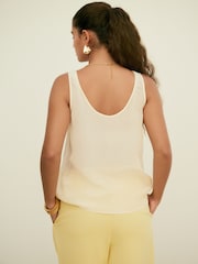 Crema - Satin Lace Insert Scoop Cami Top - Imagen 3 de 7