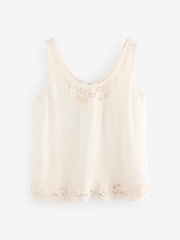 Crema - Satin Lace Insert Scoop Cami Top - Imagen 5 de 7