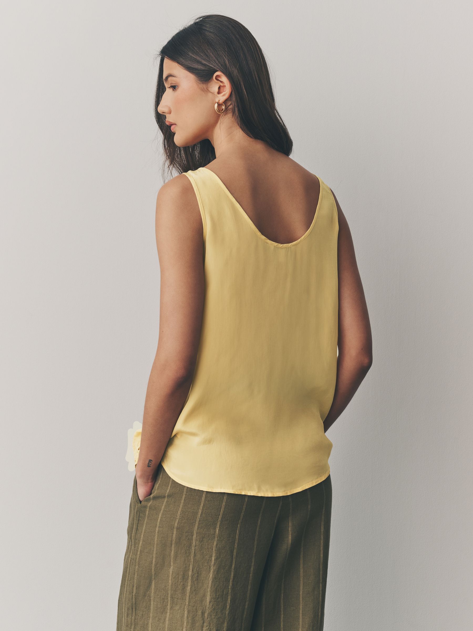 Buy Yellow/Cream Satin Lace Insert Scoop Cami Top from the Next UK